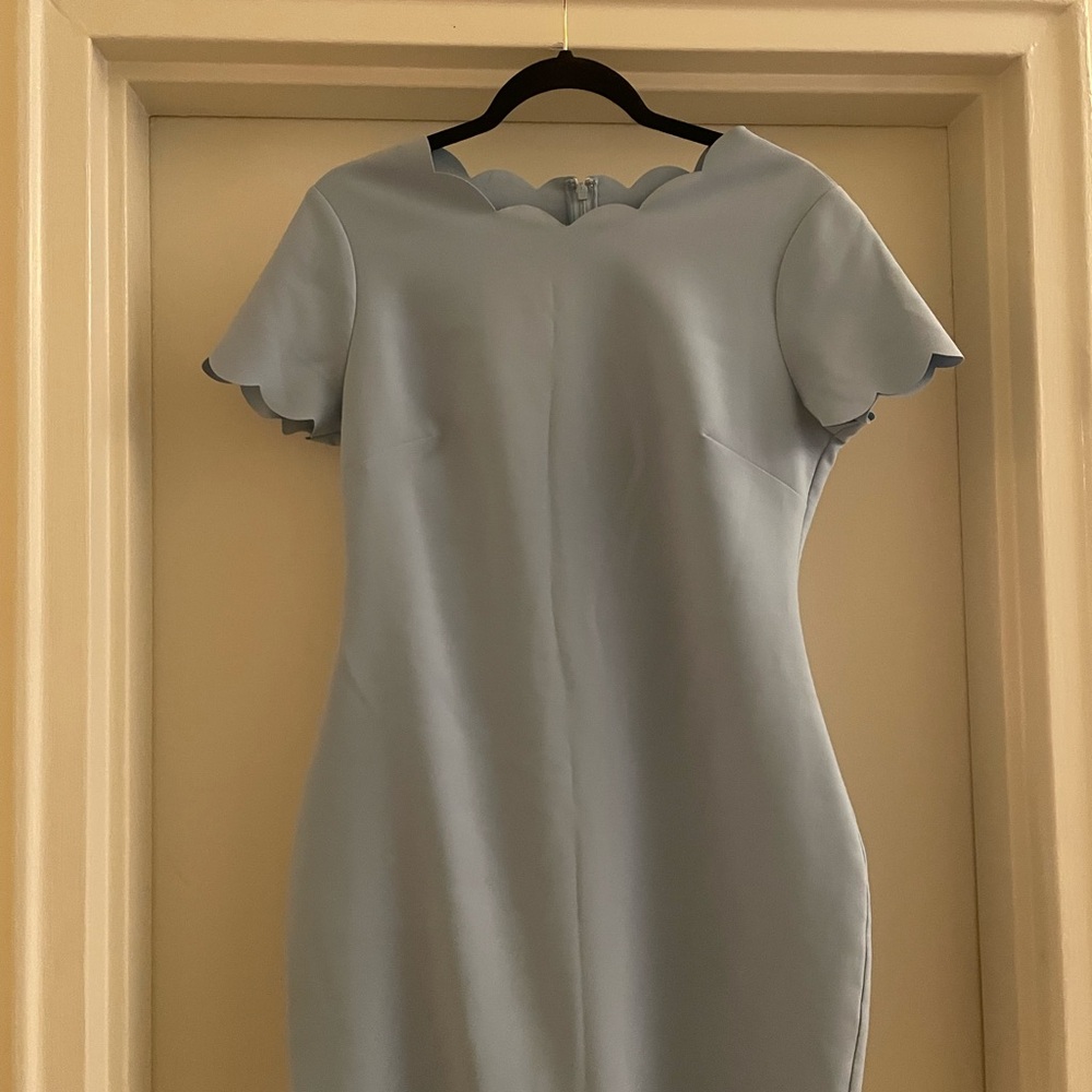 Elegant Blue Scalloped Dress